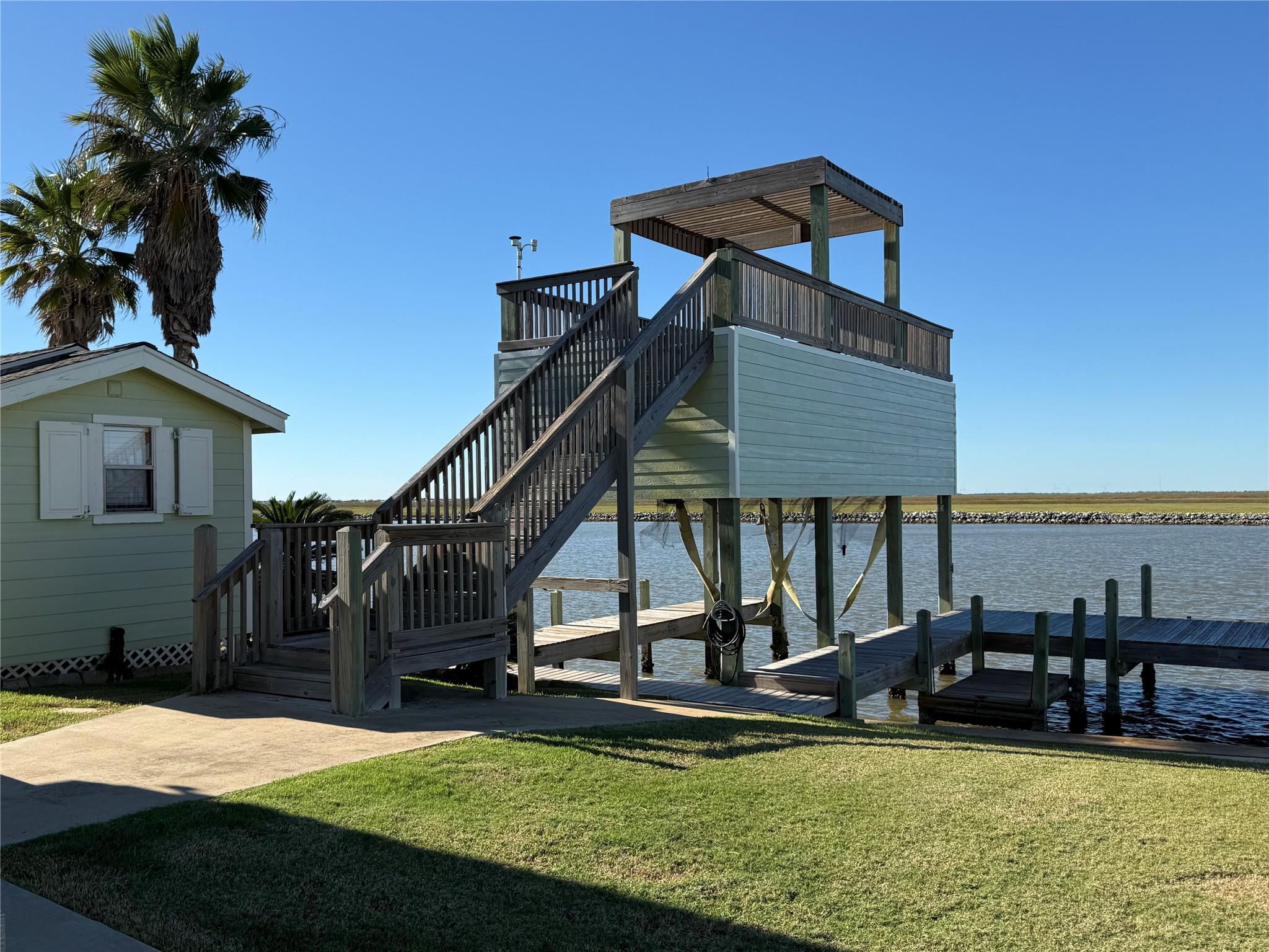 Image 4: Picturesque boat lift with an upper viewing deck,