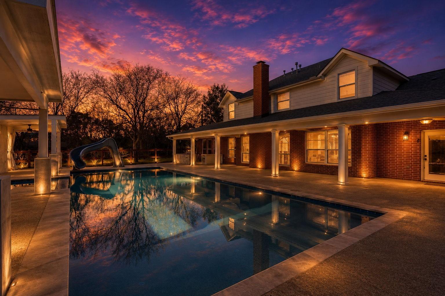 Image 2: This stunning home features a spacious backyard wi