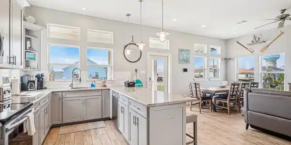 Image 2: Large modern kitchen with lots of
 countertop spa