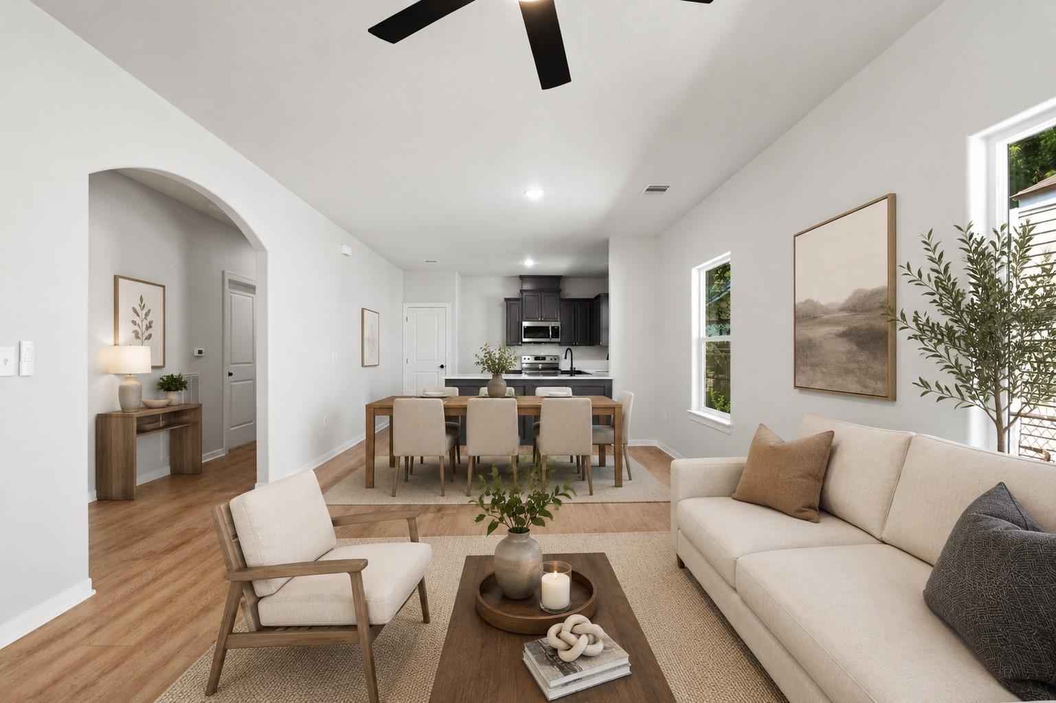Image 2: Living Room - Dining Room (Virtually Staged)