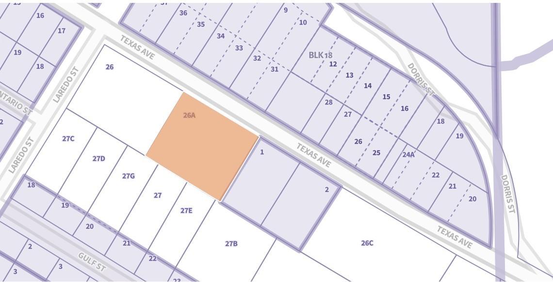 Image 3: Vacant lot for sell is shown in orange