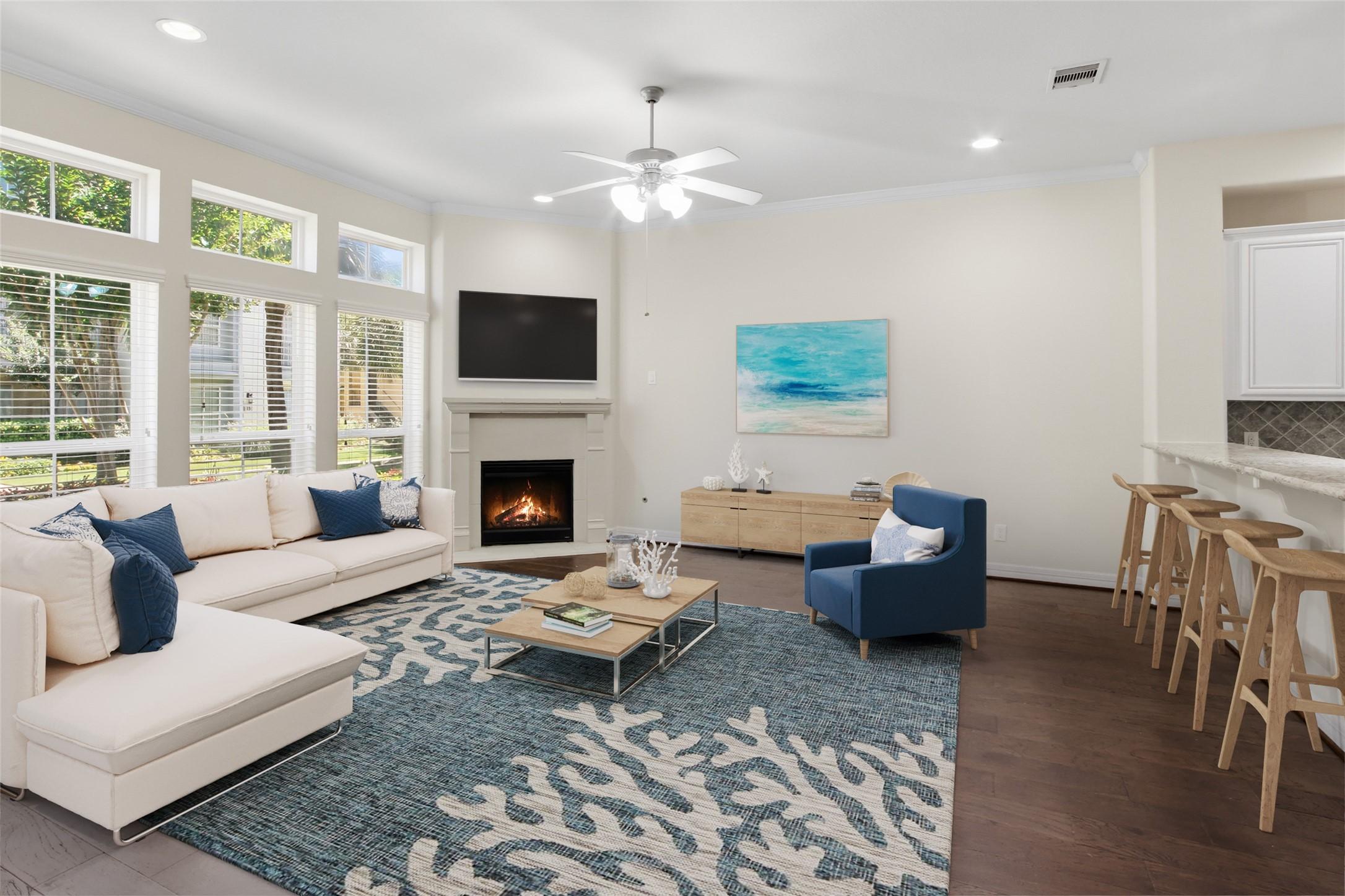 Image 1: First floor Family Room with gorgeous wood floors
