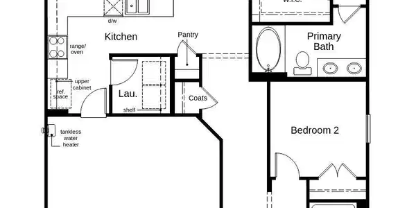 Image 2: This floor plan features 3 bedrooms, 2 full baths,