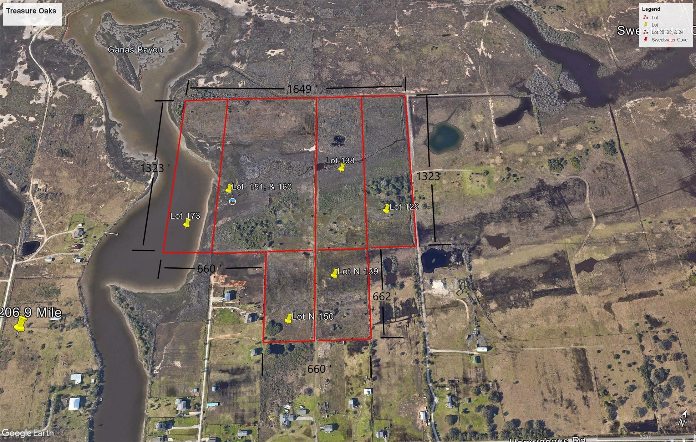 Image 1: Lot dimensions & 1300' + Gangs Bayou waterfront