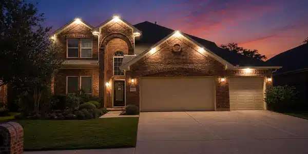 Image 4: Exterior home lighting at night