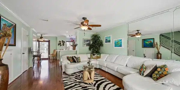 Image 4: The view into the family room when entering. The f