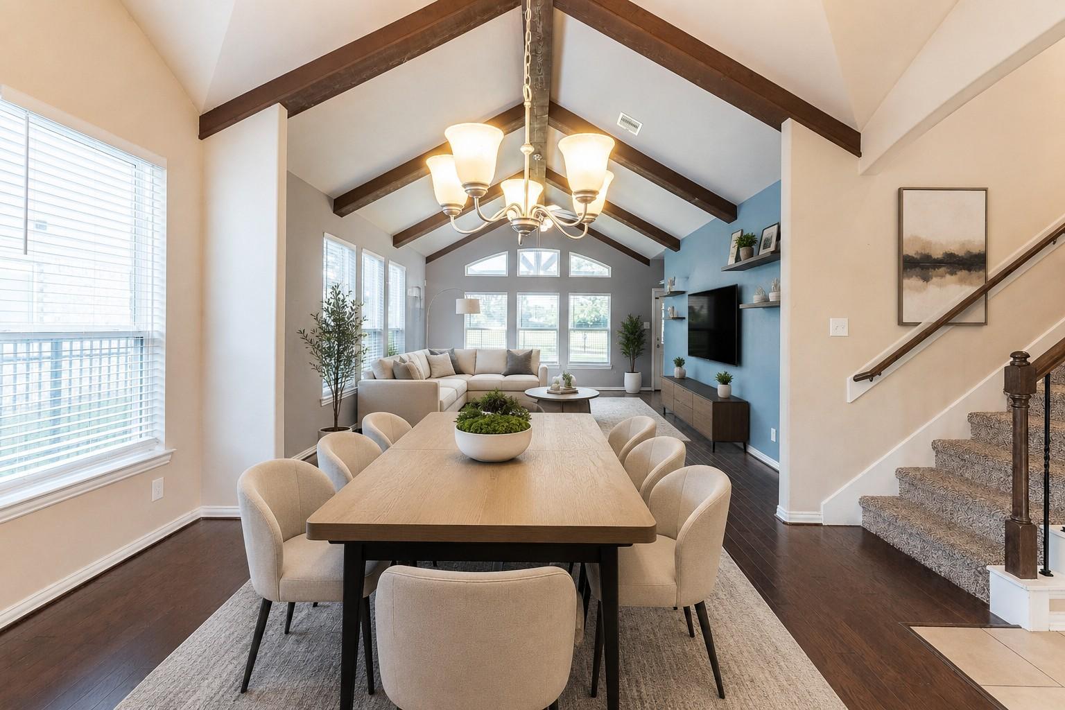 Image 4: View of Dining room and living room- Virtually Sta