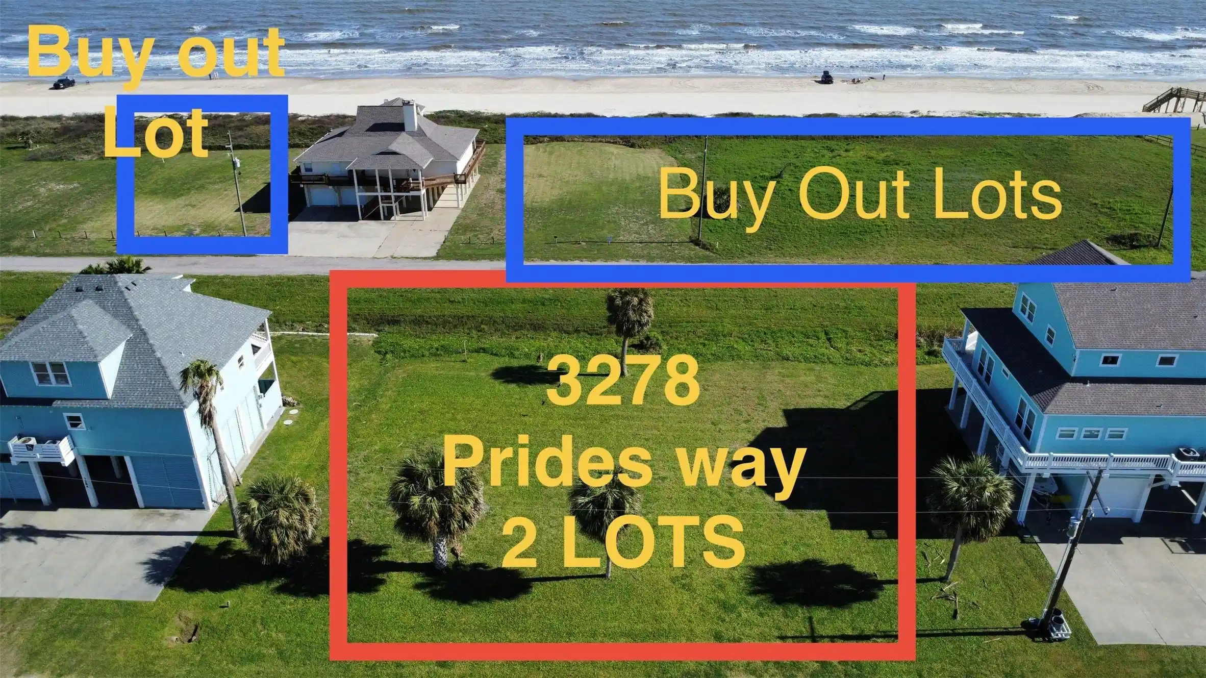 Image 1: View from the lot toward the beach, showing the co