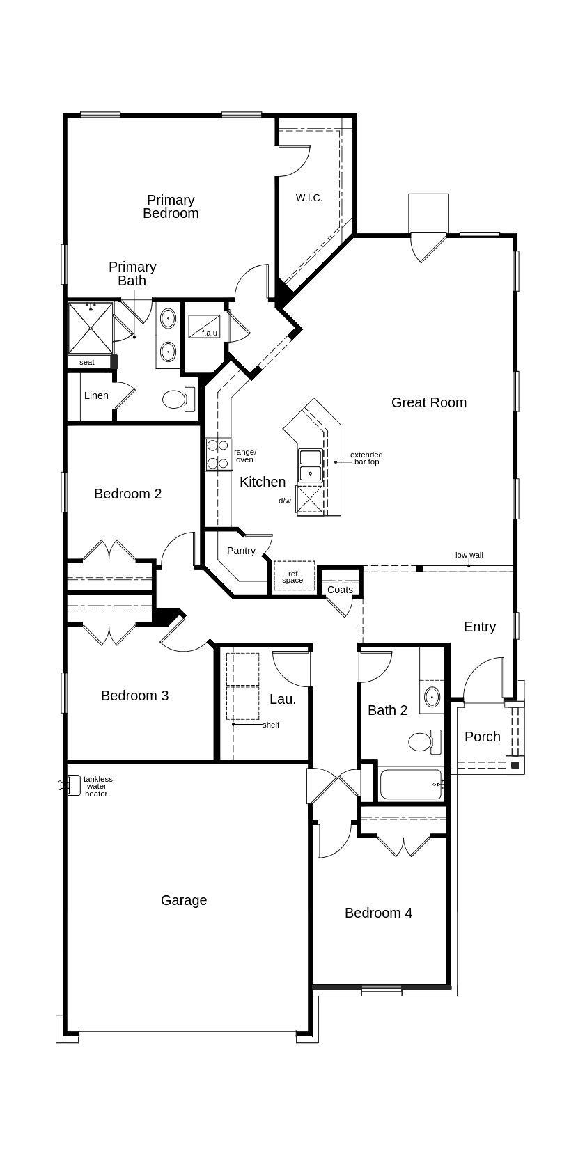 Image 2: This floor plan features 4 bedrooms, 2 full baths,