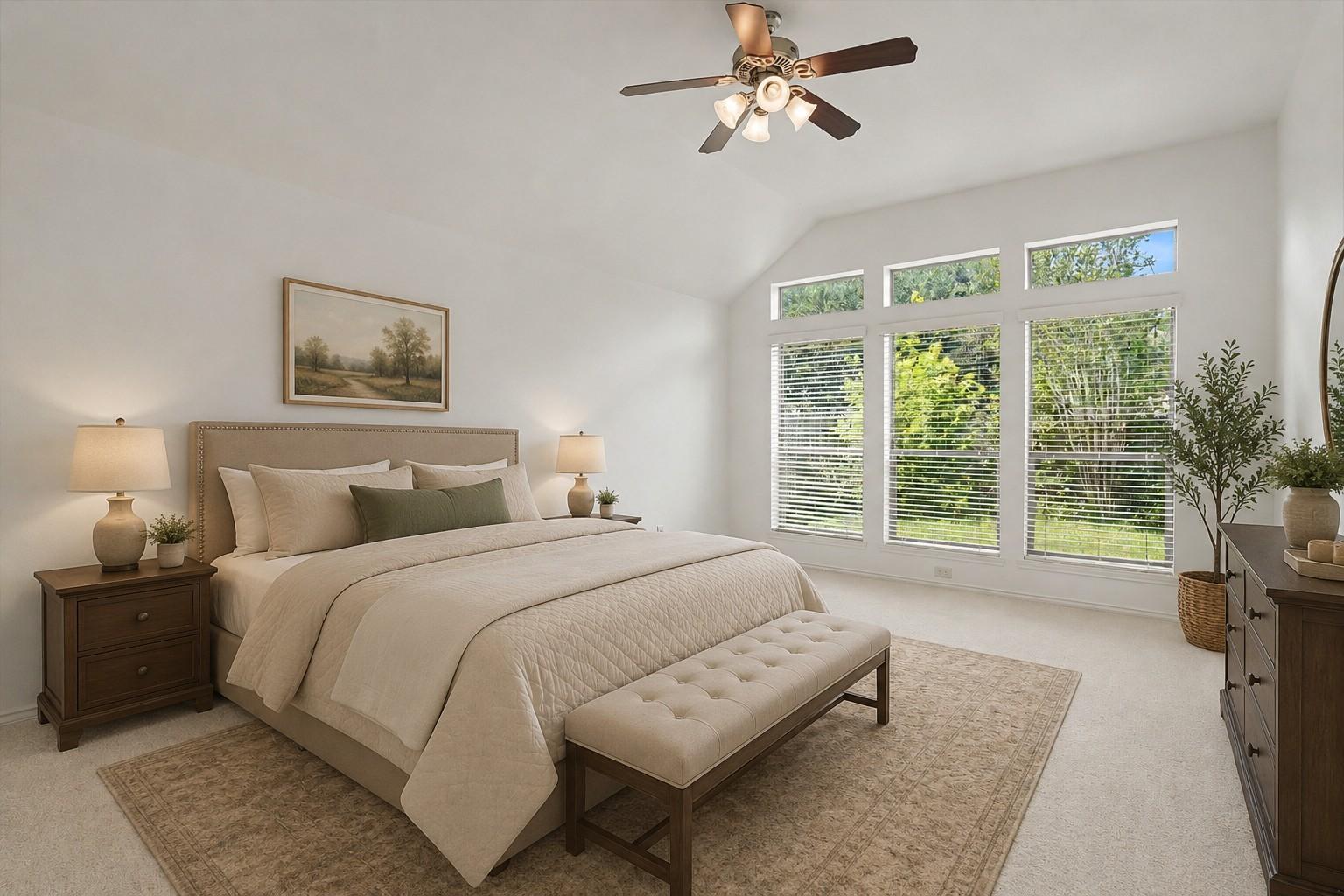 Image 3: A spacious primary bedroom located off the back of
