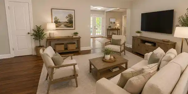Image 3: Picture staged to show the room's potential.
