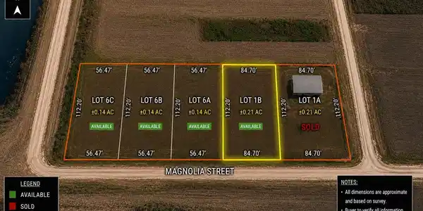 Image 2: Aerial map highlighting Lot 1B. Property boundarie
