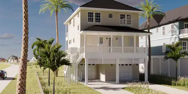 Image 2: This striking coastal home shines with a warm beig
