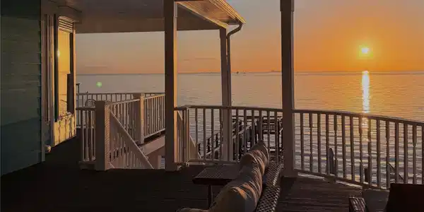 Image 4: View From top patio to the Bay.