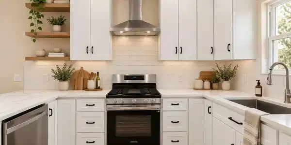 Image 4: VIRTUALLY STAGED. Bright cabinetry and generous co