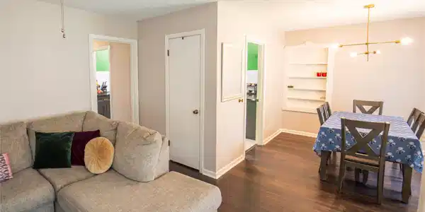 Image 3: From the living room looking towards the dining ar