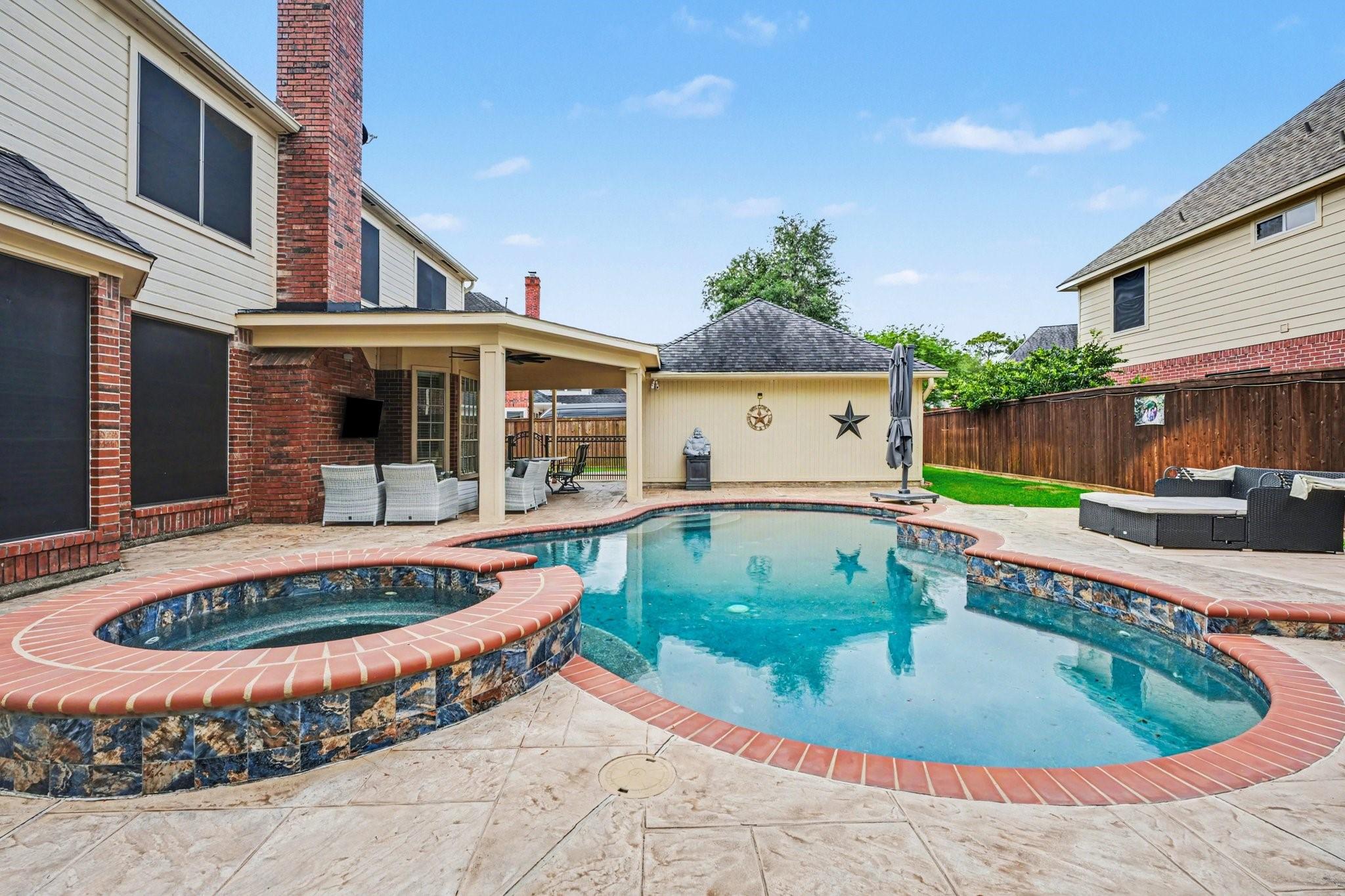 Image 1: Stamped concrete decking
