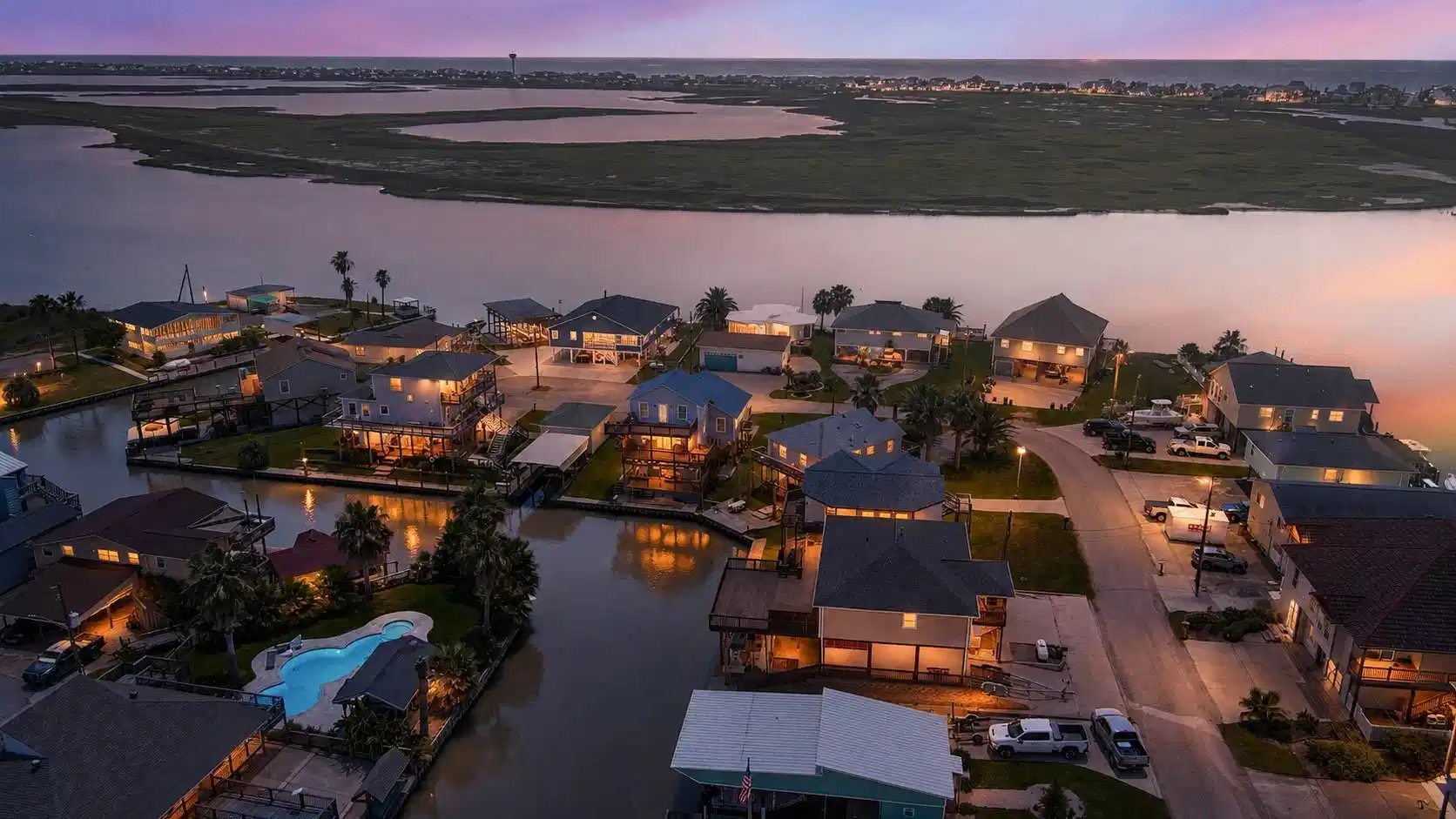 Image 1: Twilight Aerial View (Digitally Enhanced for Sunse
