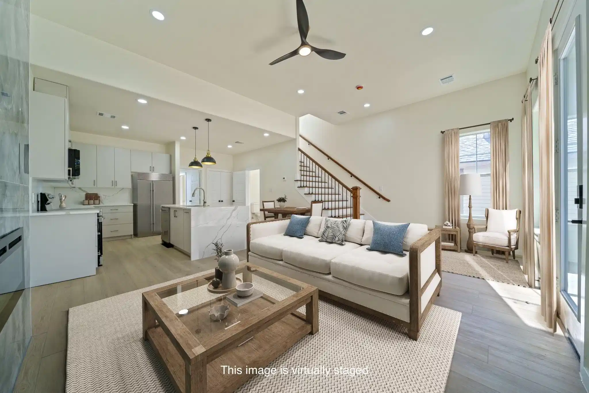 Image 1: Virtually Staged Living, Lounge, Kitchen and Dinin