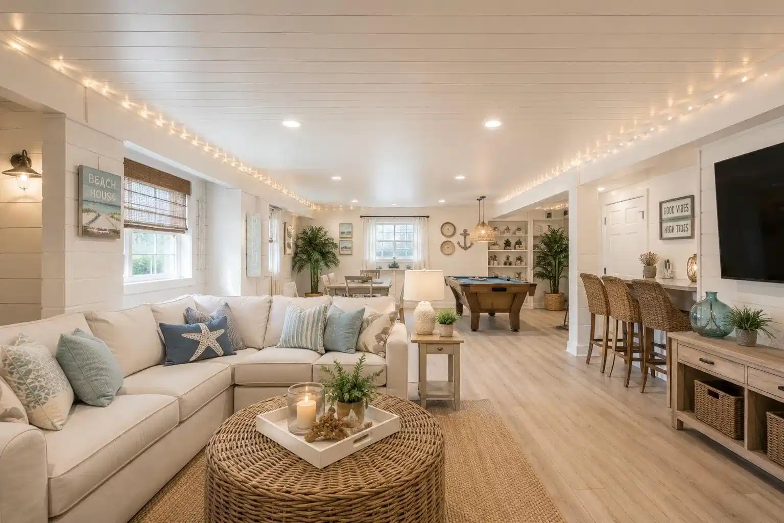 Image 1: virtually staged basement