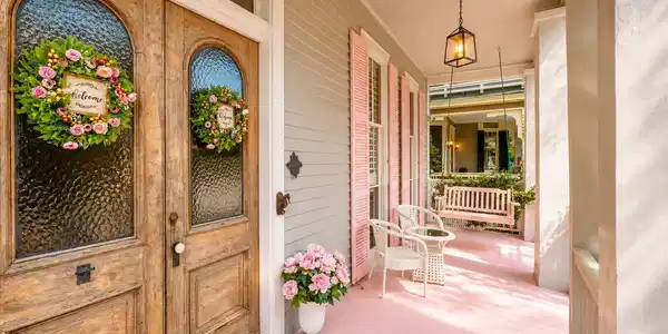 Image 3: Charming front porch with vintage double
doors, p