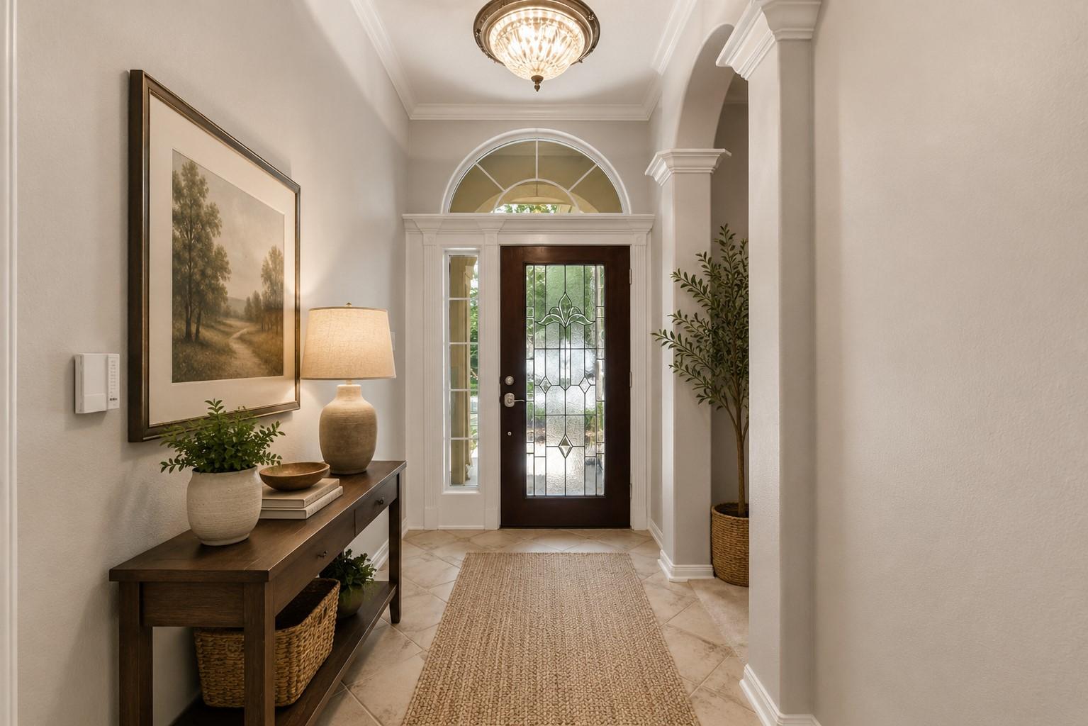 Image 3: A welcoming, well-lit entryway features a stylish
