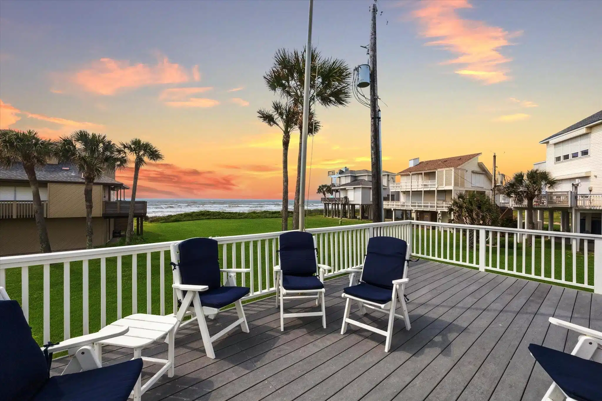 Image 1: Happy hour view of ocean, large yard and protected