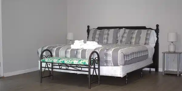 Image 4: primary bedroom with bed and nightstand