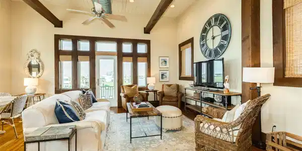 Image 4: Waterfront views from living space. Interior decor