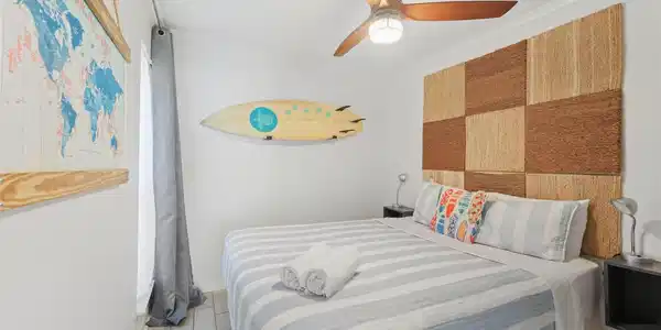 Image 3: In the bedroom - Queen bed, custom  headboard