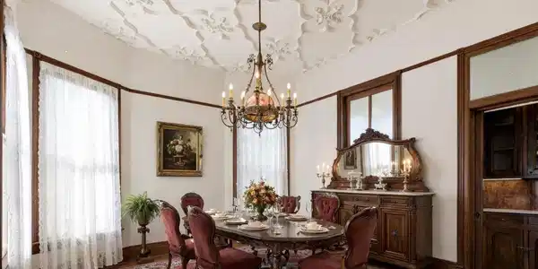 Image 3: Dinning room in the 1800s. Virtually staged