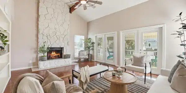 Image 4: From cozy evenings by the stunning stone fireplace