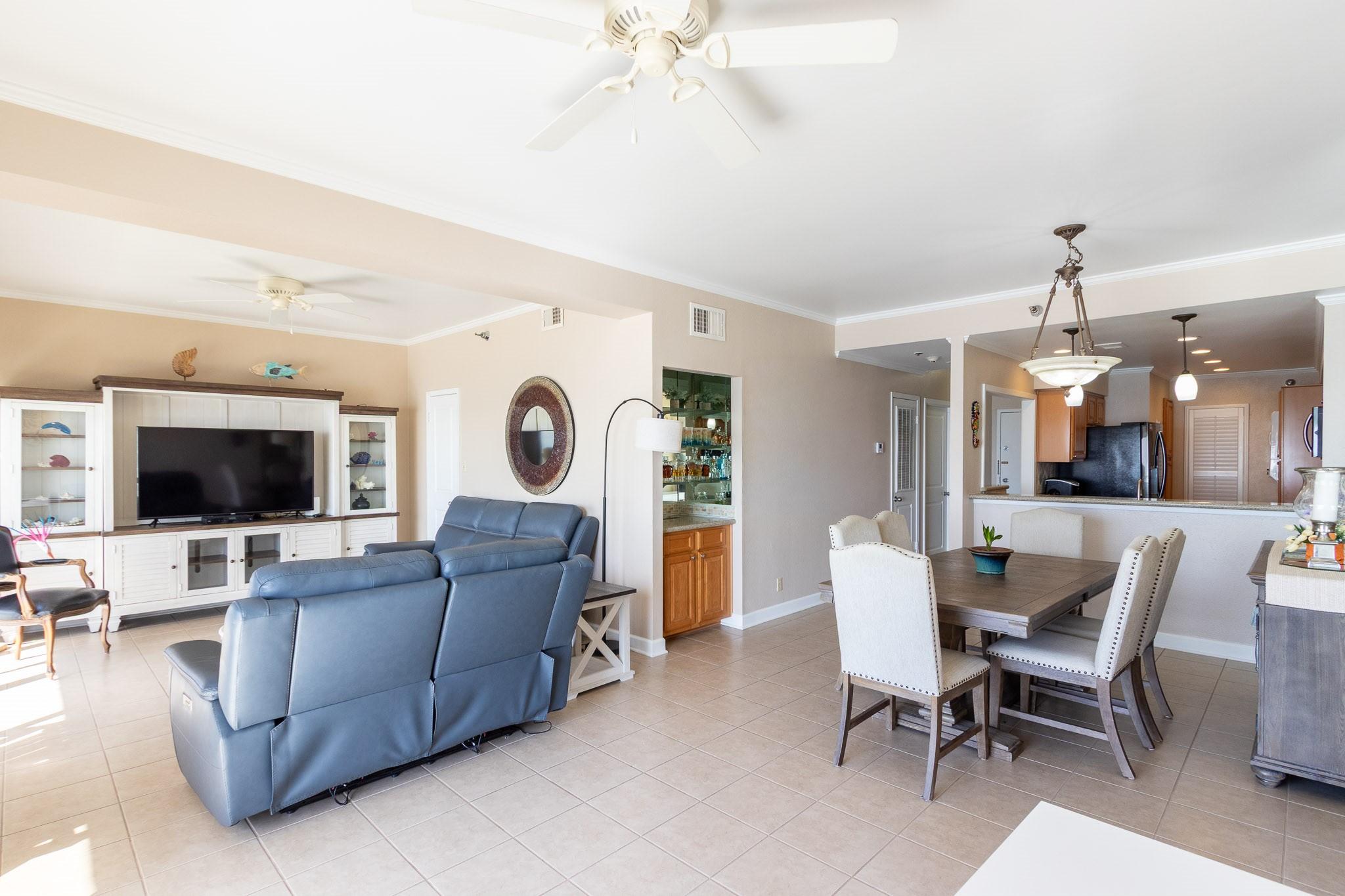 Image 4: Great view of the living room with the den to the