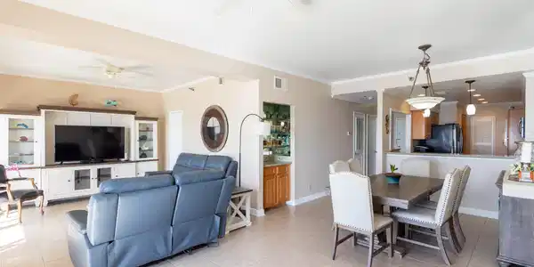 Image 4: Great view of the living room with the den to the