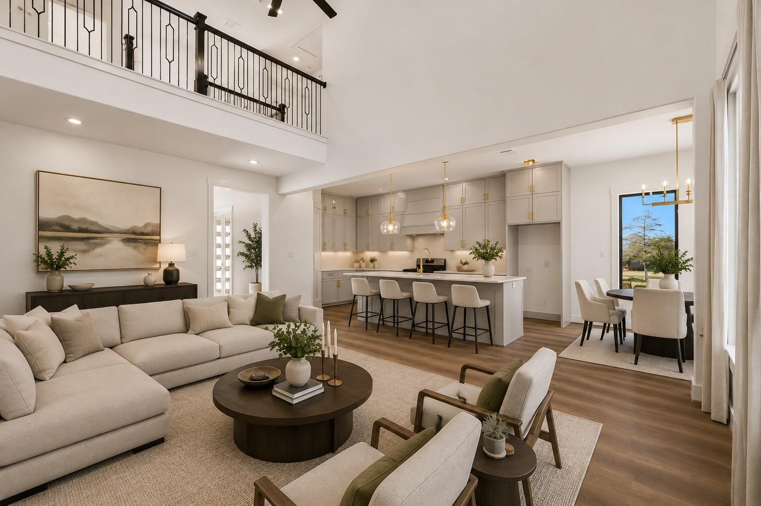Image 4: Stunning great room with soaring ceilings, and a f