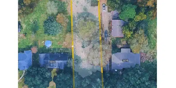 Image 2: Satellite view of the lot. The yellow lines are fo