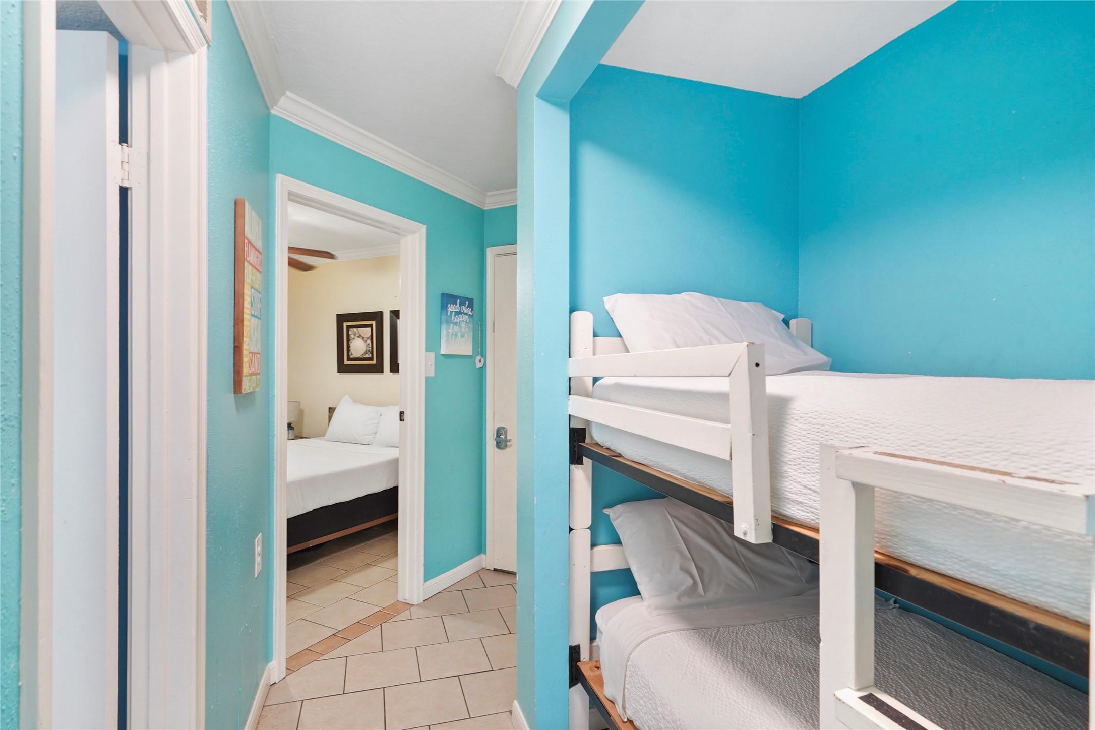 Image 4: This photo showcases a bright, cheerful hallway wi