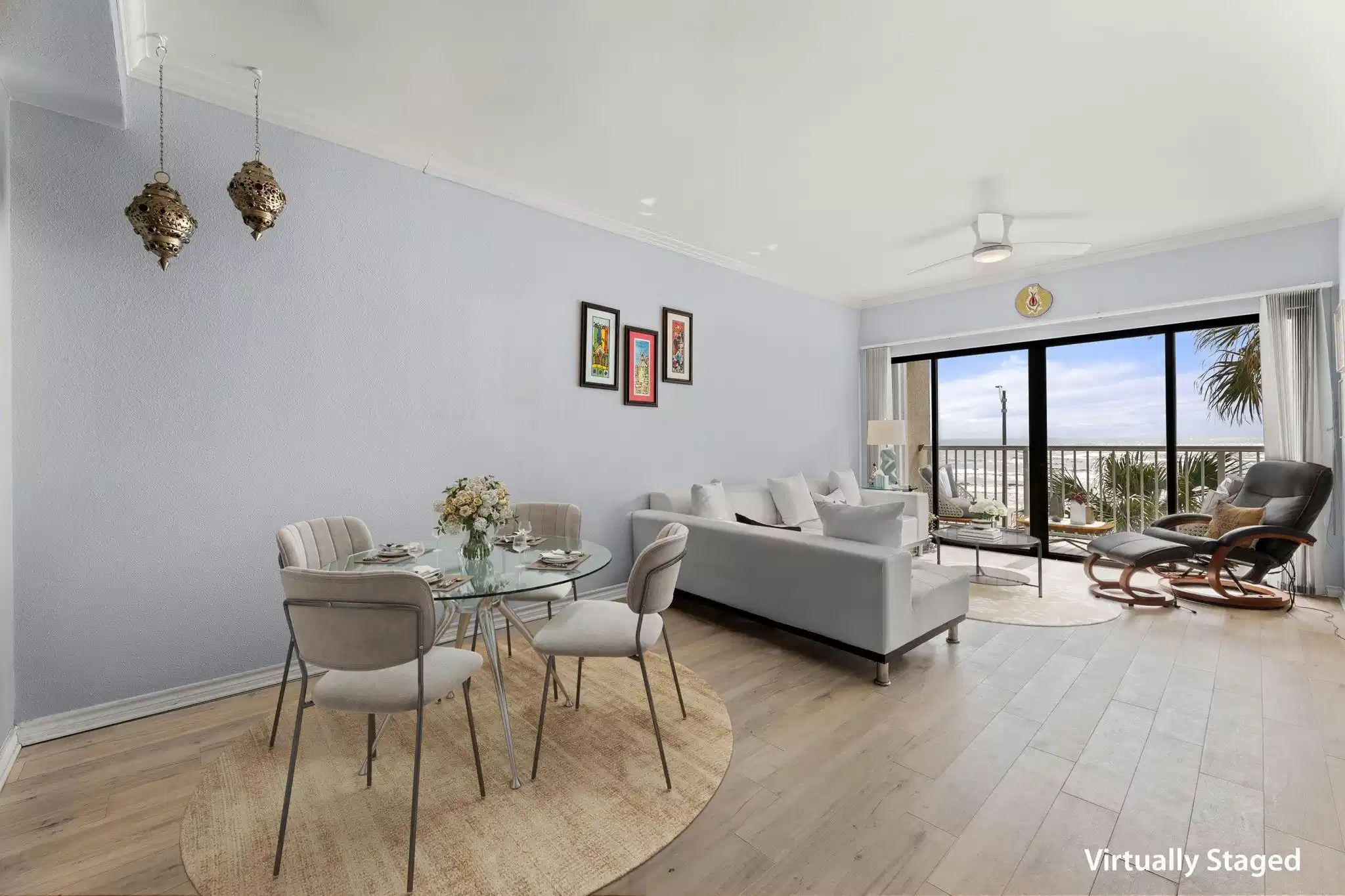 Image 1: Spacious living dining with floor to ceiling doors