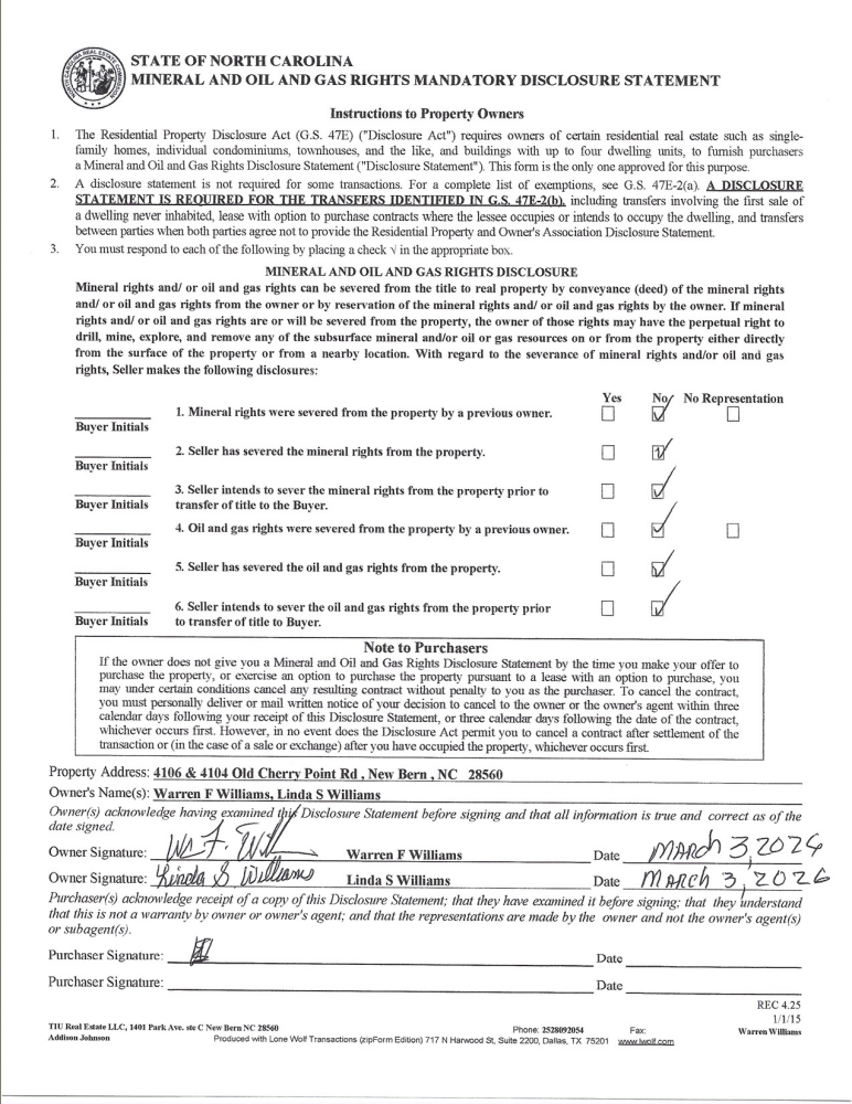 Image 3: Mineral, Oil & Gas Rights Disclosure