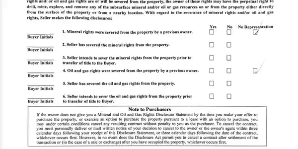Image 2: Mineral, Oil & Gas Rights Disclosure