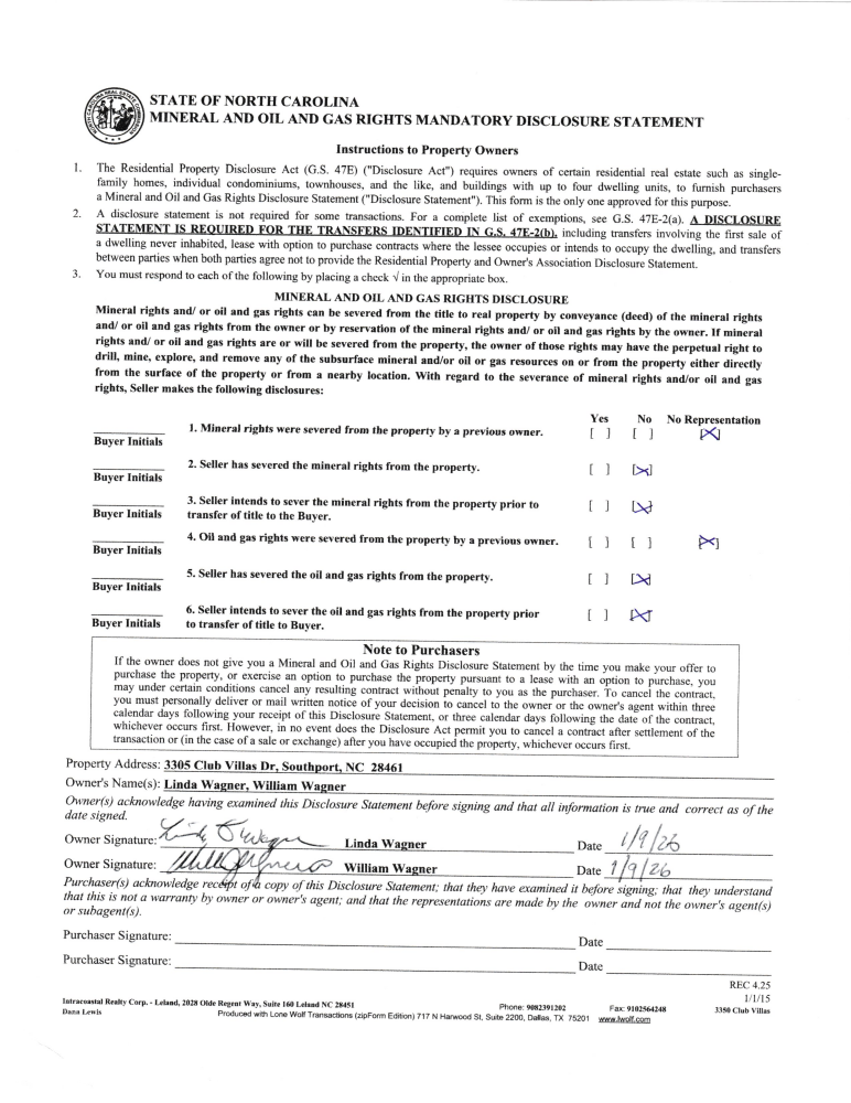 Image 1: Mineral, Oil & Gas Rights Disclosure