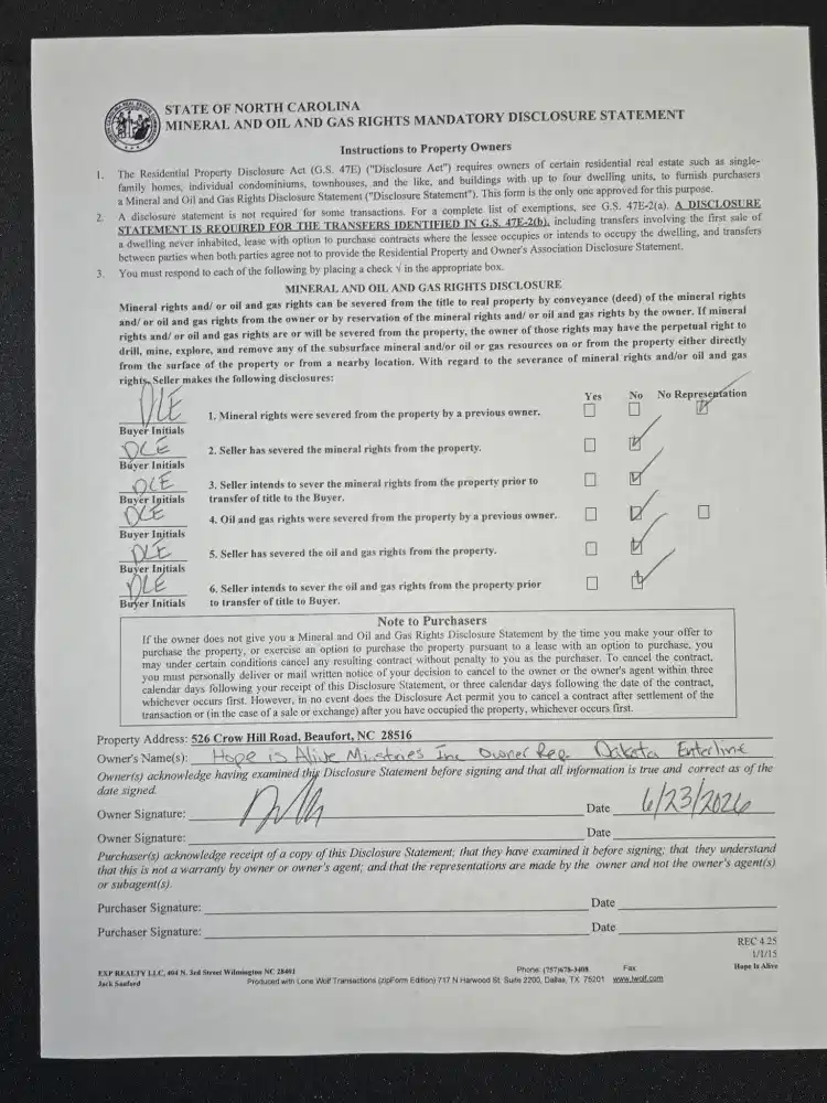 Image 1: Mineral, Oil & Gas Rights Disclosure