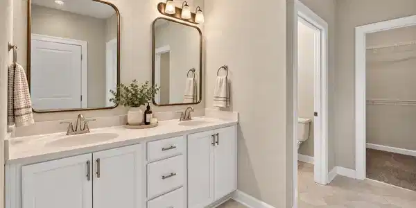 Image 3: Warm Modern Double-Vanity Bathroom (1)