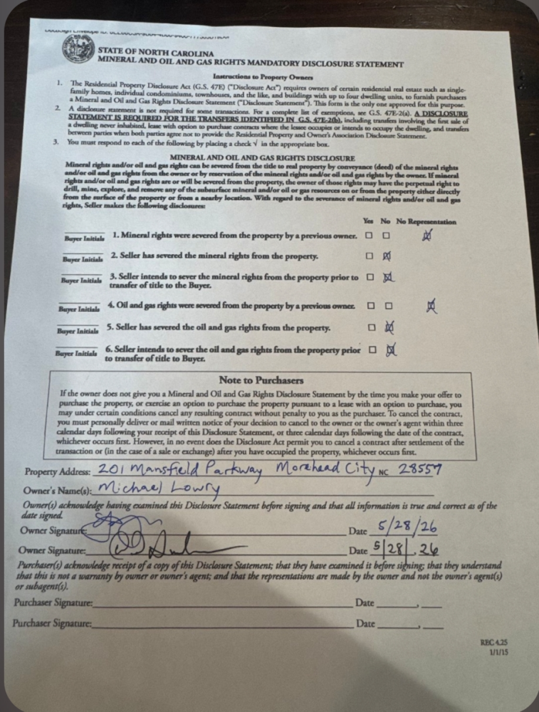 Image 3: Mineral, Oil & Gas Rights Disclosure