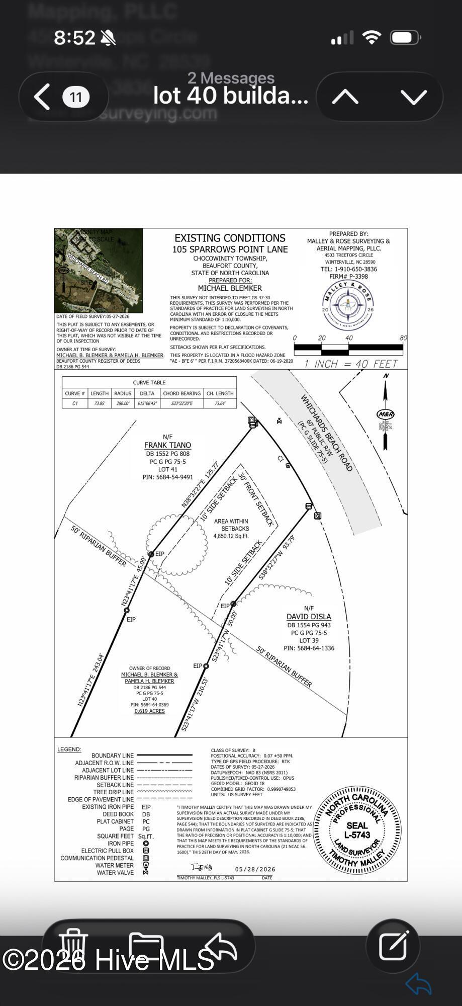 Image 4: Survey Map for 40 & 40A Whichards Beach