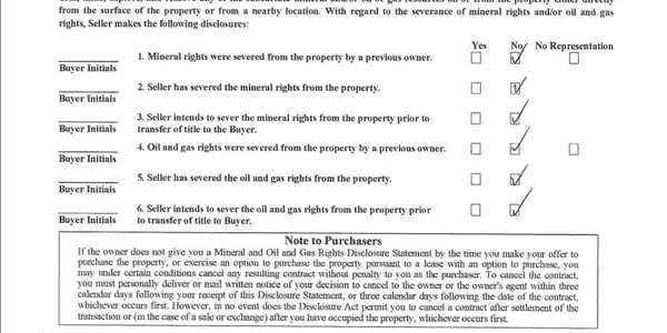 Image 3: Mineral, Oil & Gas Rights Disclosure