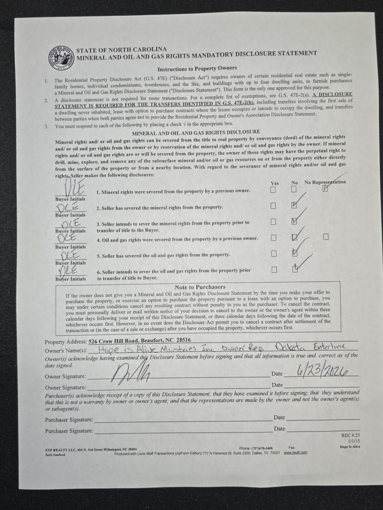 Image 1: Mineral, Oil & Gas Rights Disclosure