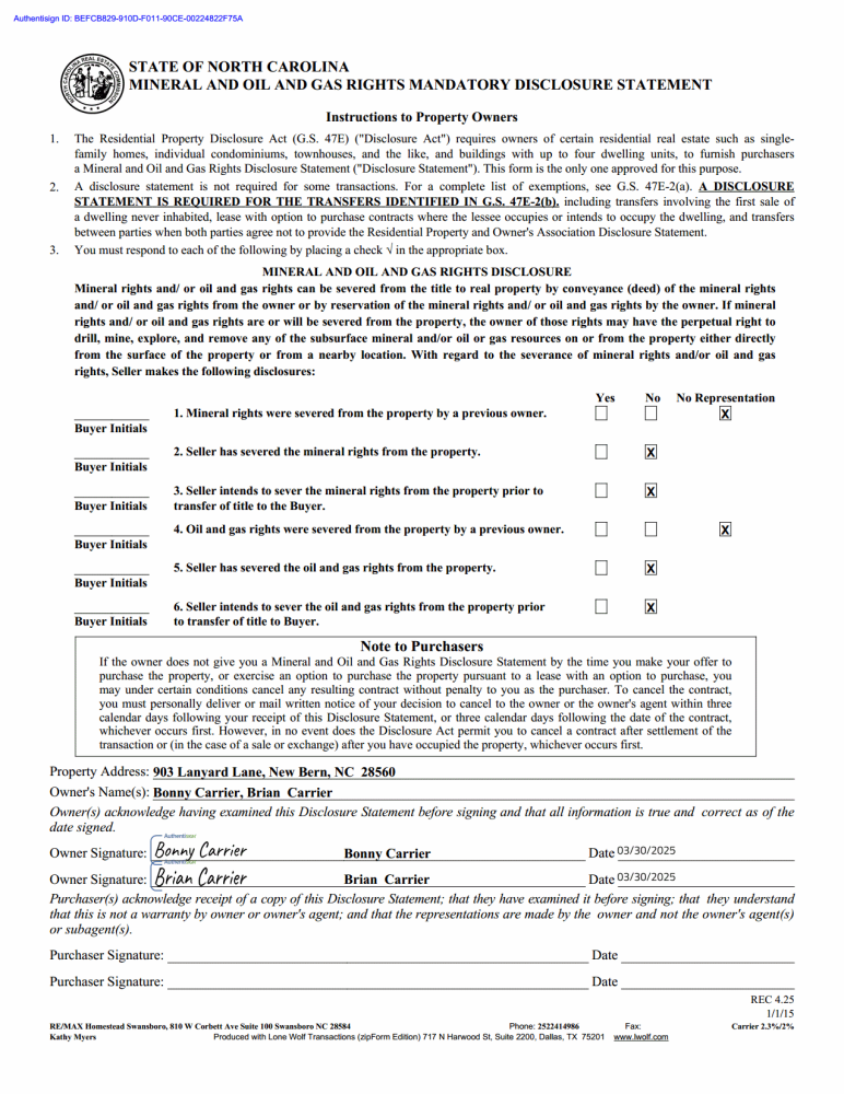 Image 2: Mineral, Oil & Gas Rights Disclosure