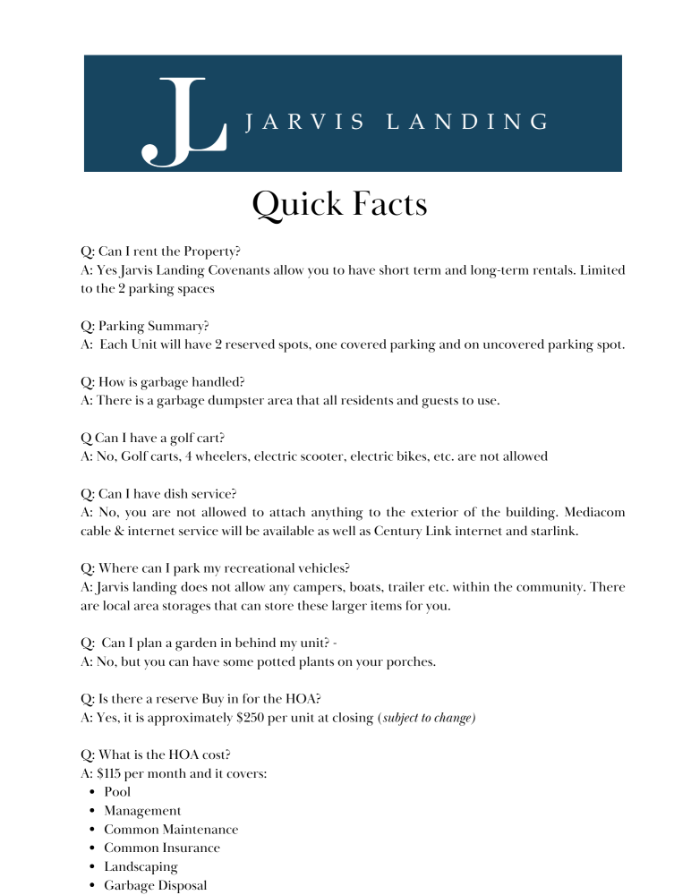 Image 1: Community FAQ Sheet