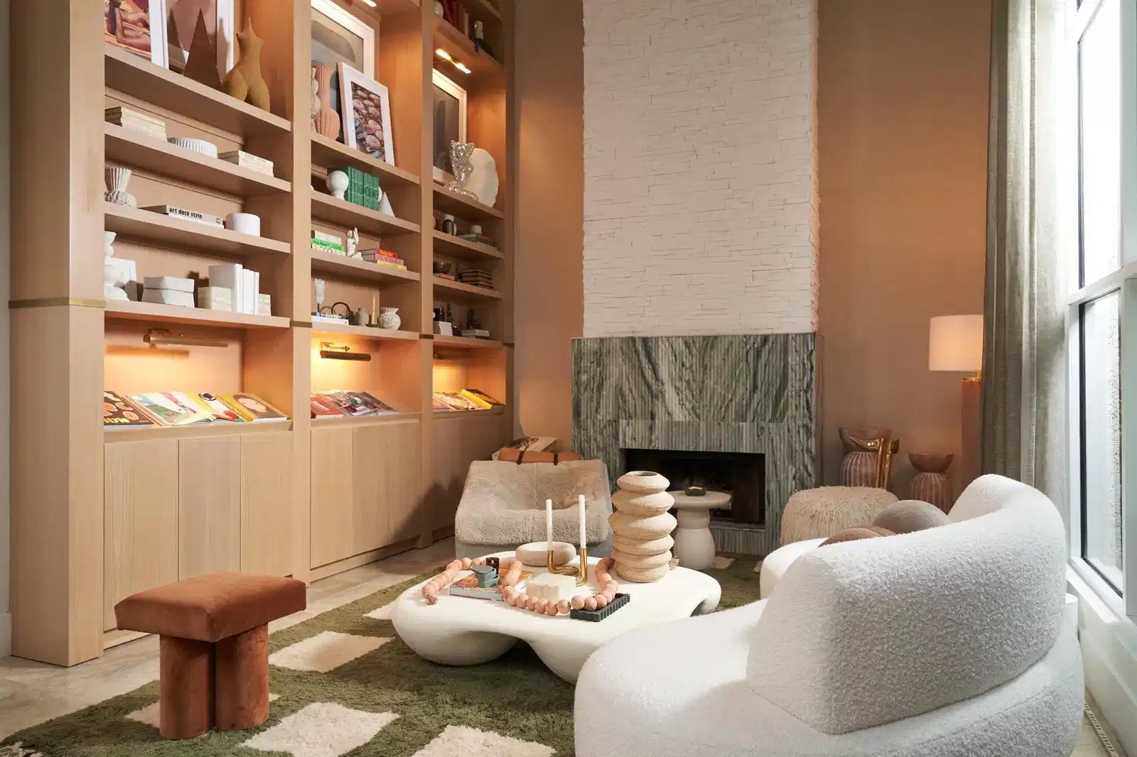 Image 1: Open-Concept Living Rm, Stone Fireplace